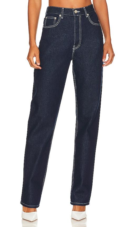 eb denim high rise straight jeans in denim-dark. - size 31 (also in 32)