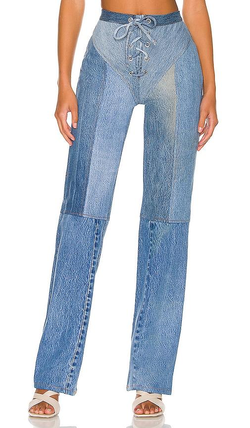 eb denim lace up jeans in denim-medium. - size l (also in xl)
