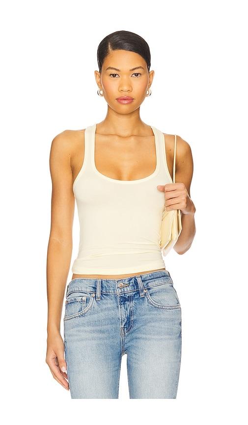 eb denim lucy racer back tank in yellow. - size m (also in xl)