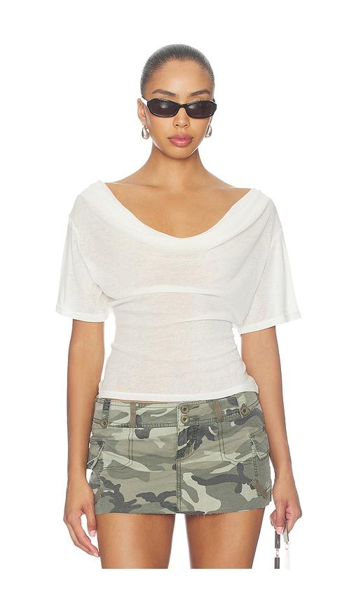 eb denim madeo cowl neck tee in ivory. - size l (also in xs, s, m)
