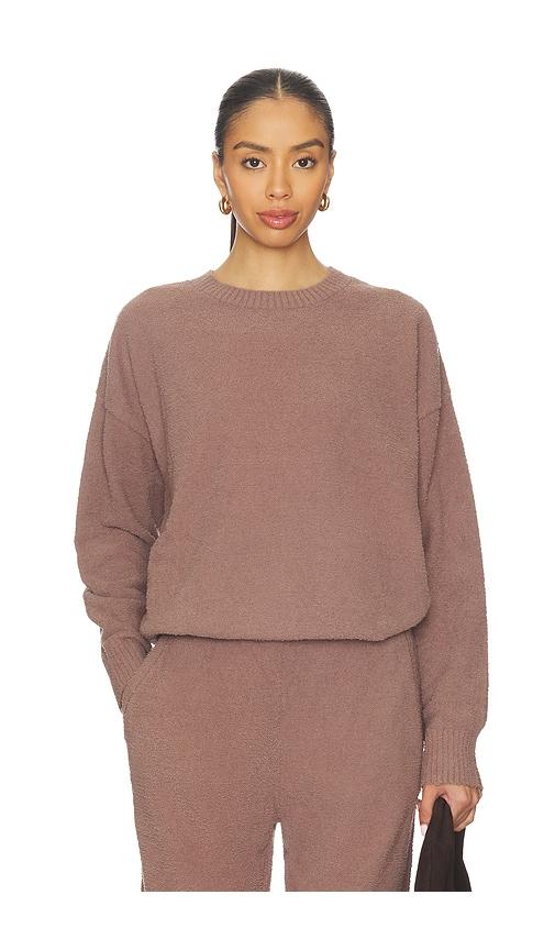 eberjey boucle crew neck pullover in taupe. - size s (also in xs)