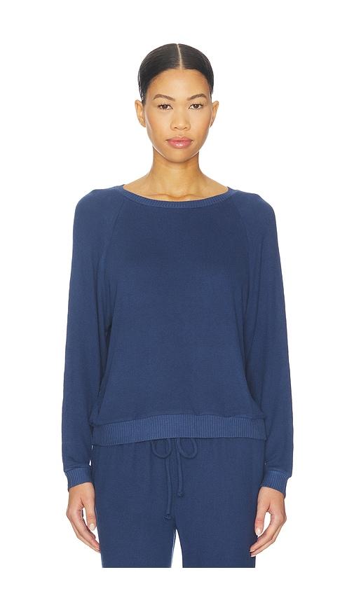 eberjey cozy time crew neck pullover in navy. - size s (also in xs)