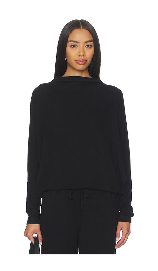 eberjey cozy time mockneck pullover in black. - size l (also in xs, s, xl)