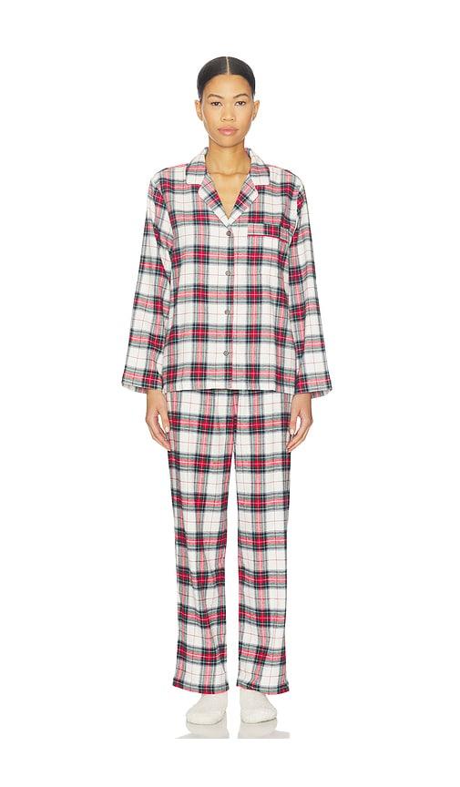 eberjey flannel long pj set in red. - size xl (also in xs)