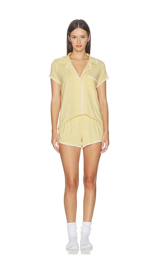 eberjey frida shortie pajama set in yellow. - size l (also in m, s, xl, xs)