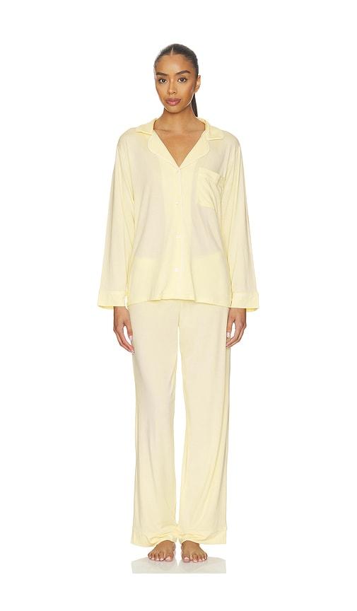 eberjey gisele long pajama set in lemon. - size l (also in m, xl)