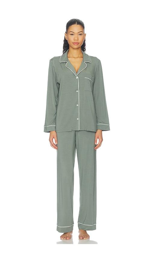 eberjey gisele long pajama set in sage. - size l (also in xs, s, m, xl)