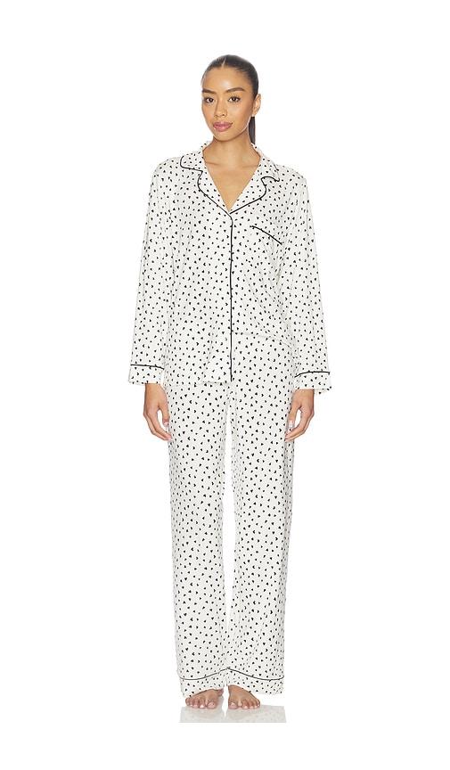 eberjey gisele printed long pj set in white. - size m (also in xl)