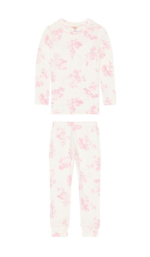 eberjey kids printed long pajama set in pink. - size 2 (also in 6, 4)