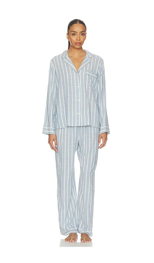 eberjey nautico long pajama set in baby blue. - size m (also in xs, s, xl)