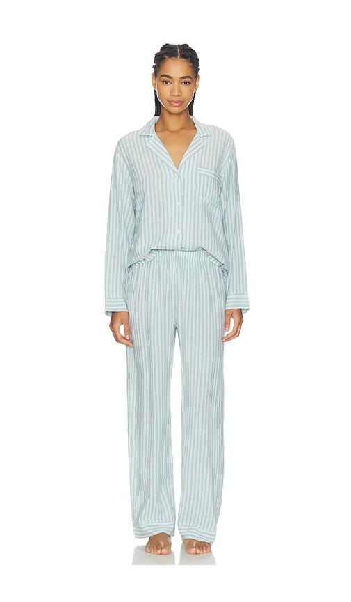 eberjey nautico long pajama set in green. - size l (also in xs, s, m, xl)