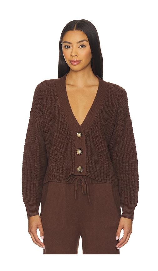 eberjey recycled sweater cropped cardigan in chocolate. - size m (also in xs, s)