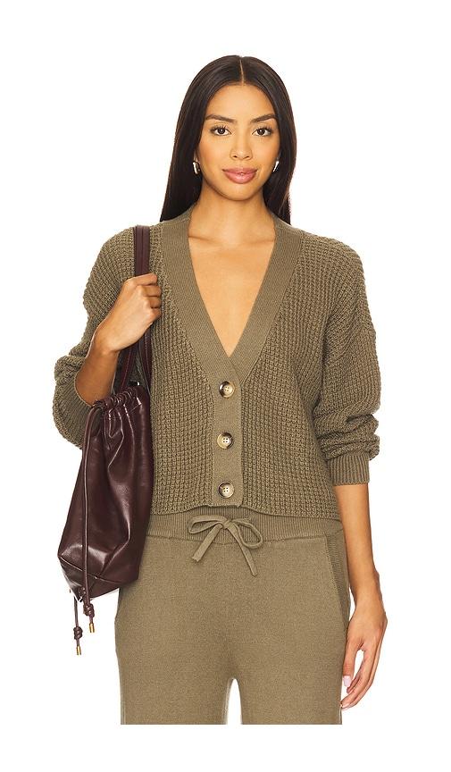 eberjey recycled sweater cropped cardigan in olive. - size l (also in xs, s)