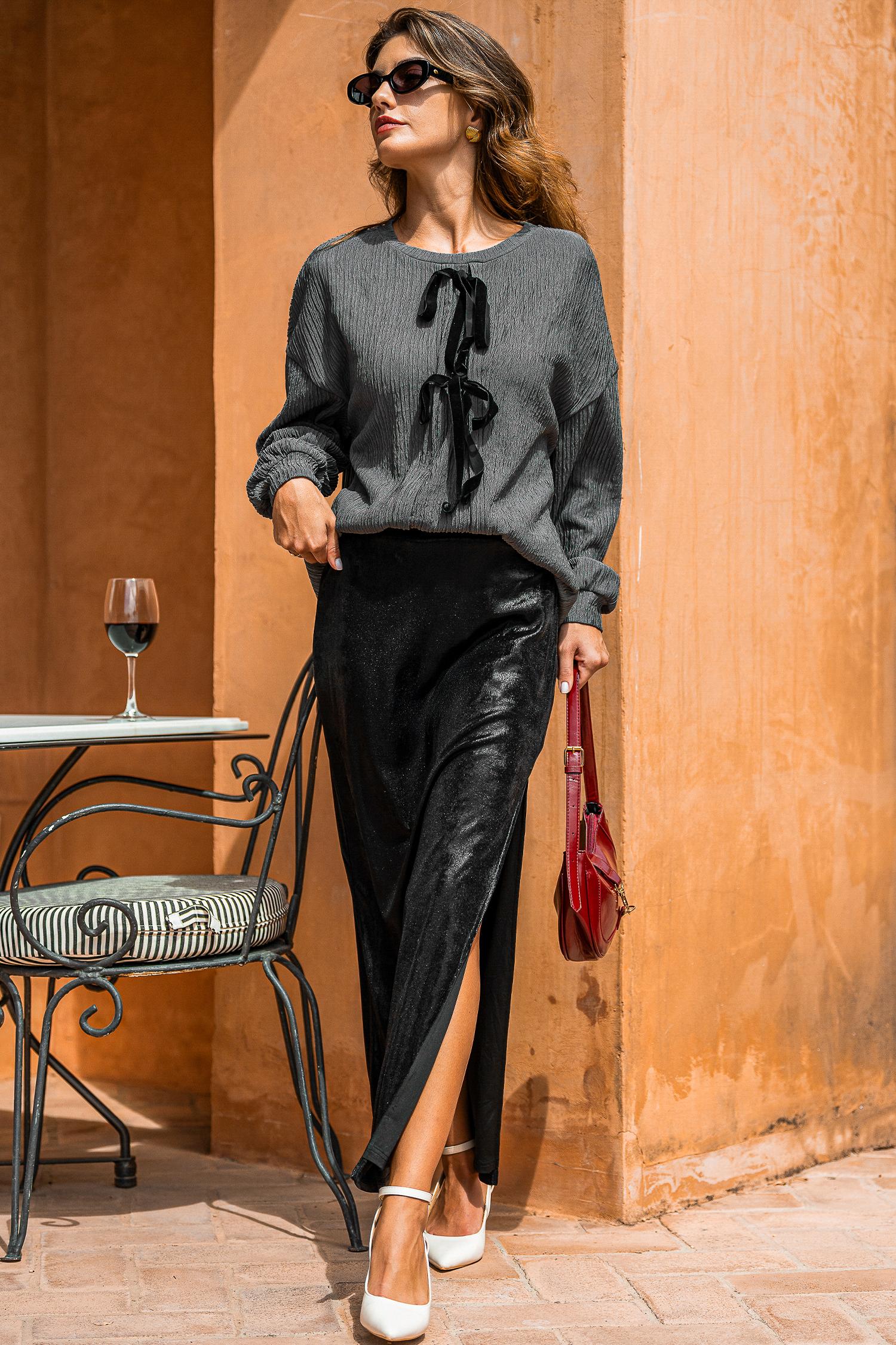 eclipse black maxi skirt - l