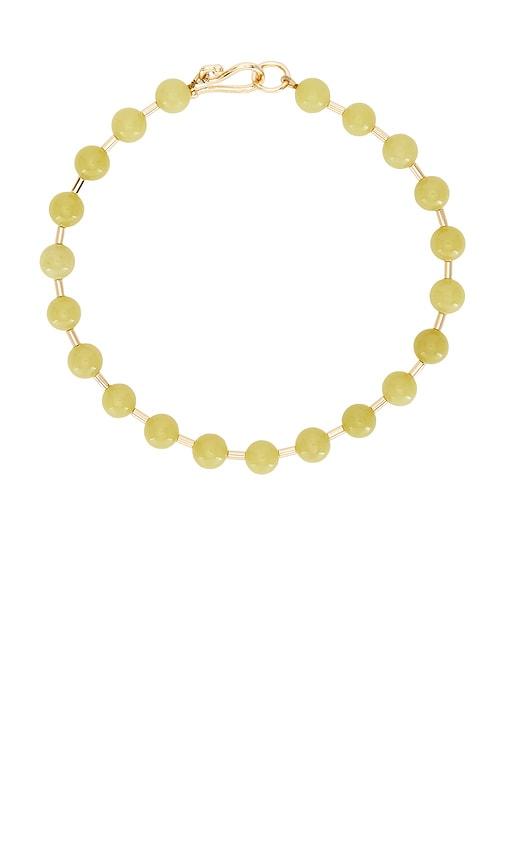 eddie borgo beaded ball chain necklace in green.