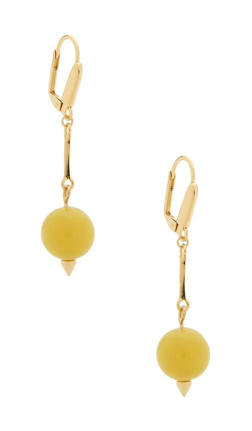 eddie borgo beaded sphere teardrop earrings in green.