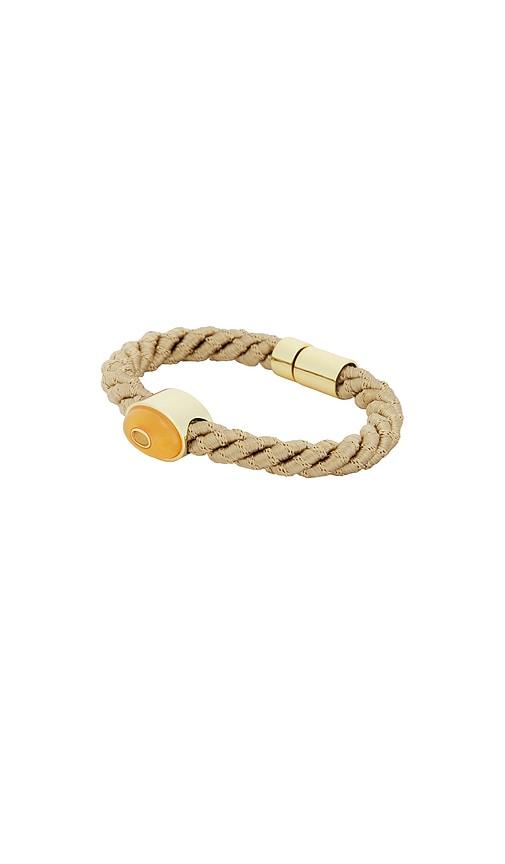 eddie borgo inlaid roebling bracelet in metallic gold.