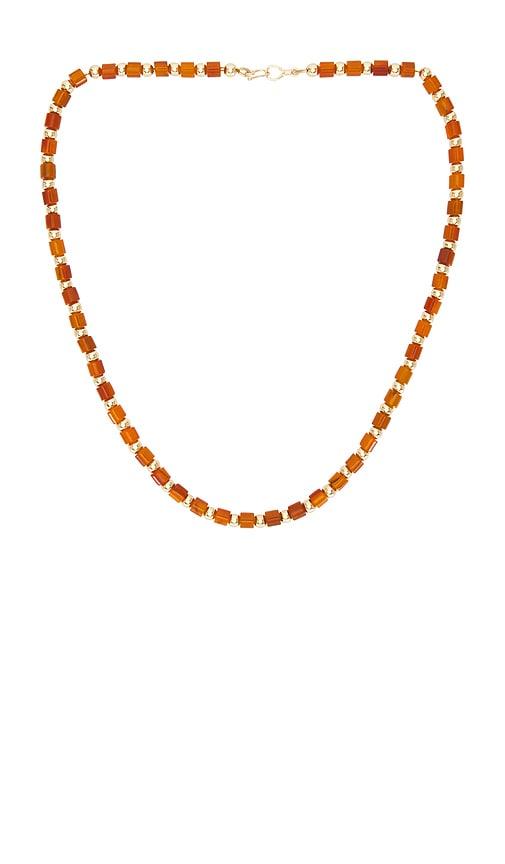 eddie borgo long marcy necklace in red.