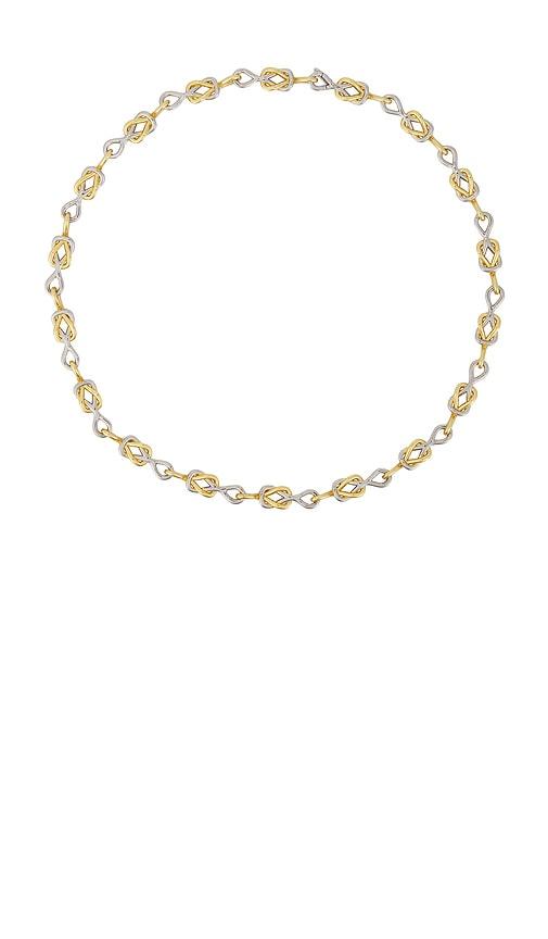eddie borgo slipknot link necklace in metallic gold.