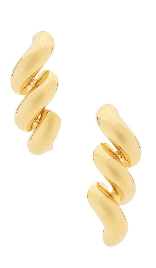 eddie borgo torsade drop earrings in metallic gold.