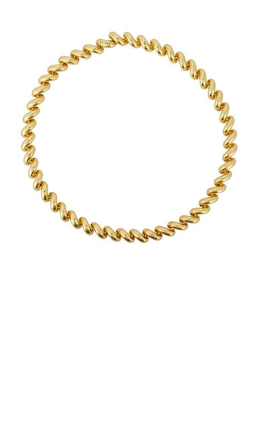 eddie borgo torsade necklace in metallic gold.