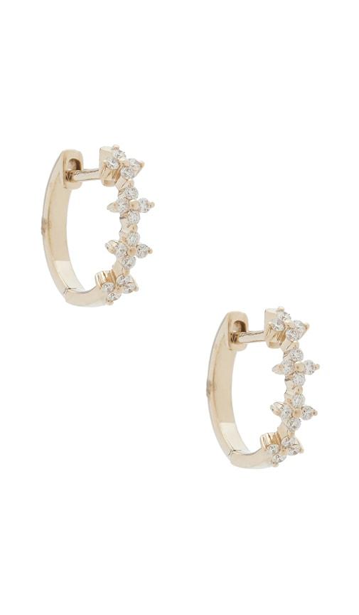 ef collection diamond fleur huggie earring in metallic gold.