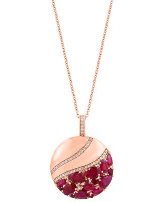 effy collection ruby diamond pendant necklace ring in 14k rose gold