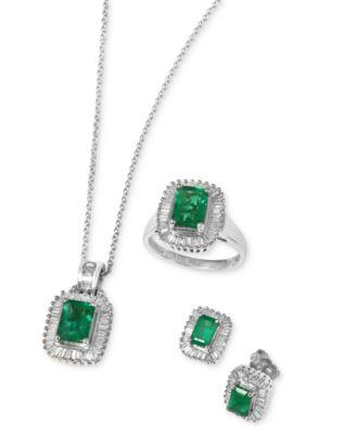 effy emerald diamond earrings ring necklace in 14k gold