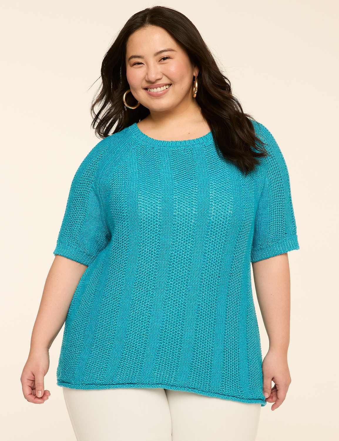 elbow-sleeve pullover sweater