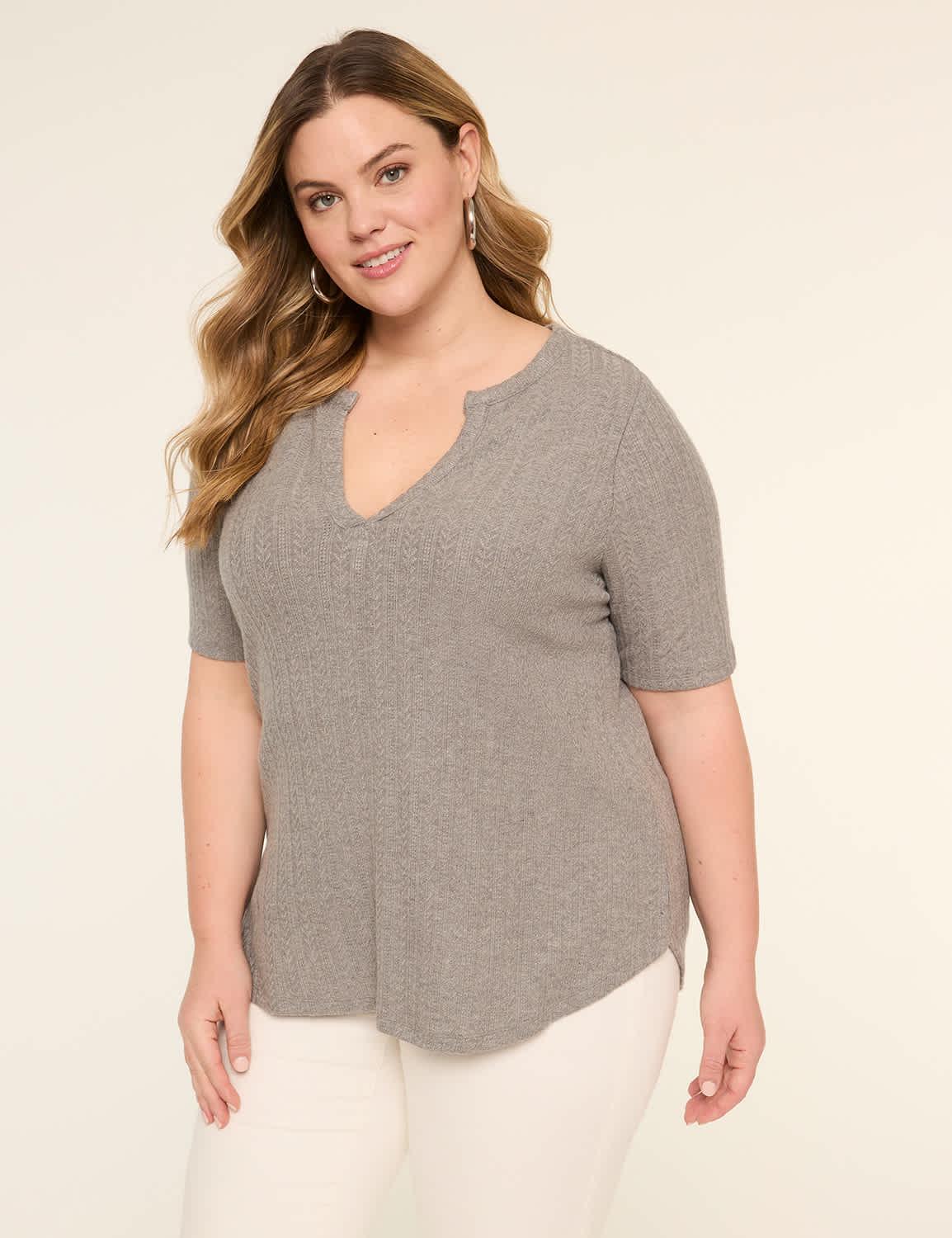 elbow-sleeve soft spun tunic tee