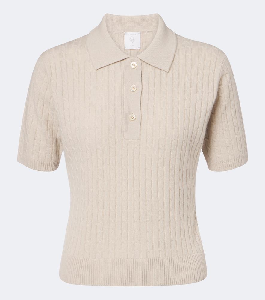 eleventy cable-knit cashmere polo shirt