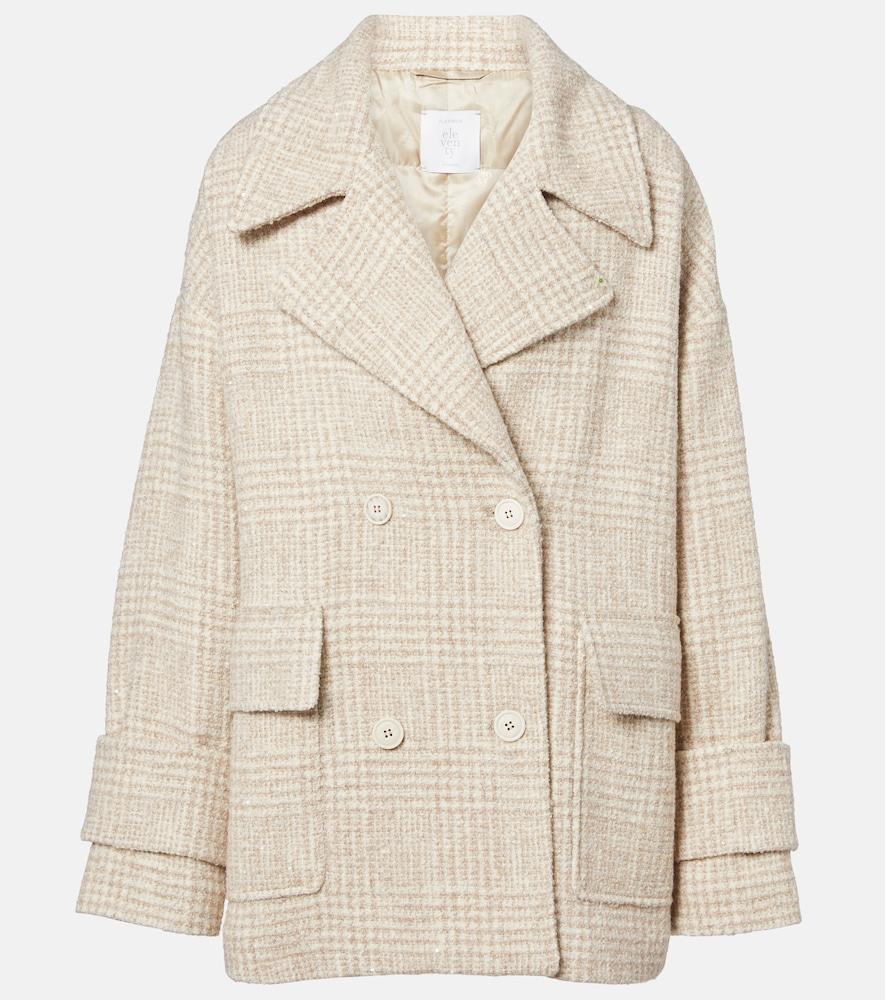 eleventy checked wool and alpaca-blend jacket