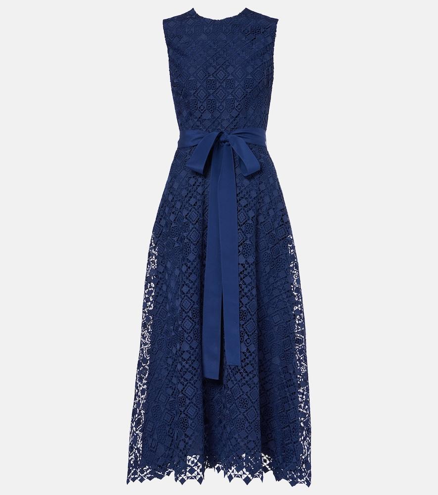 elie saab bow-detail macramé midi dress
