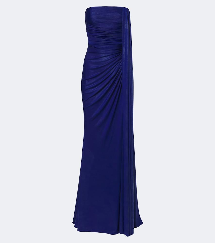 elie saab draped coated jersey bustier gown