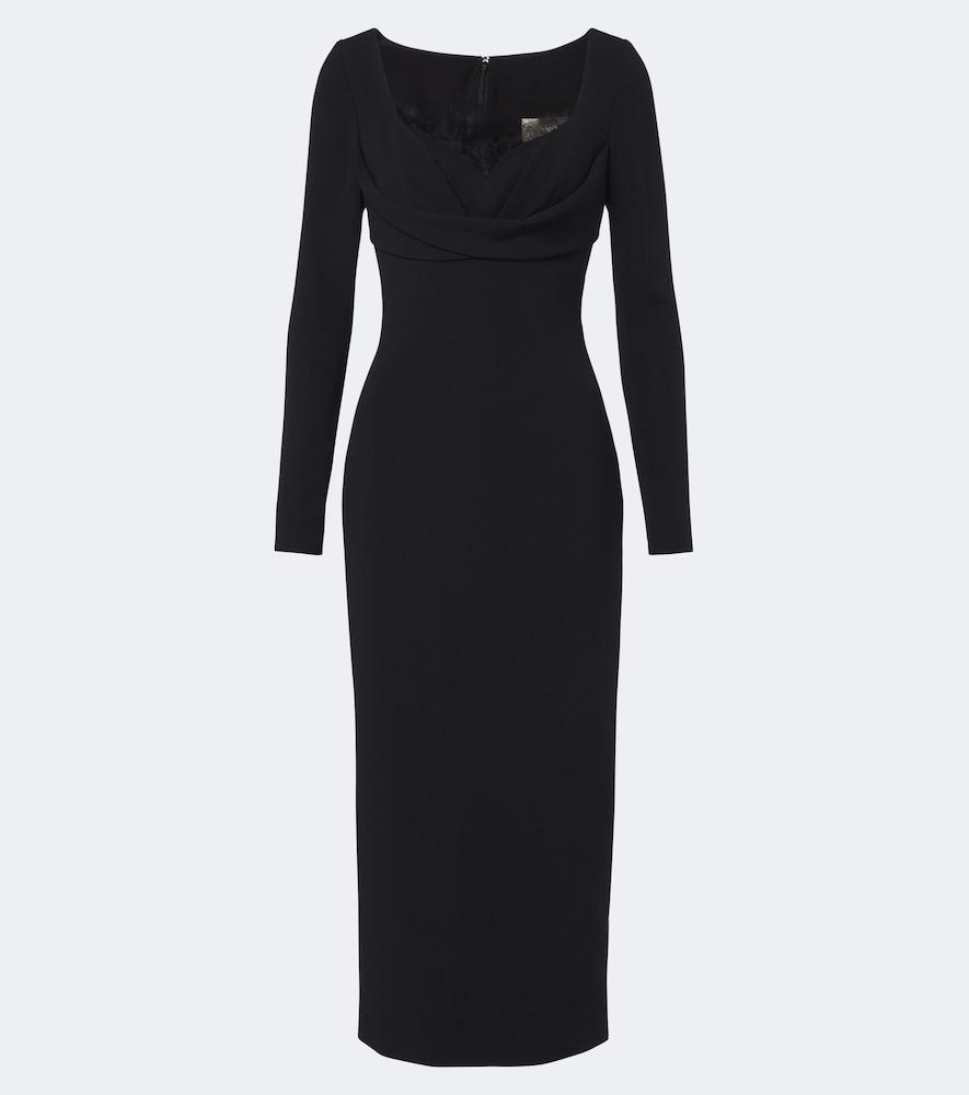 elie saab draped lace-trimmed cady midi dress
