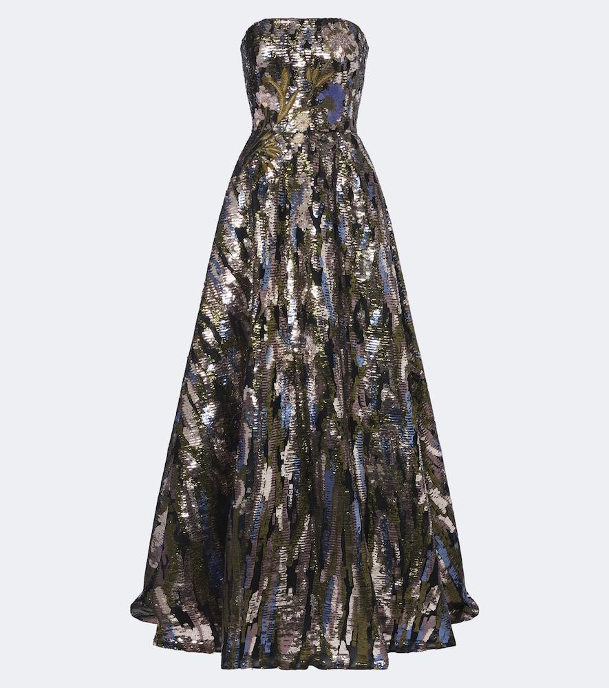 elie saab embellished silk-blend bustier gown