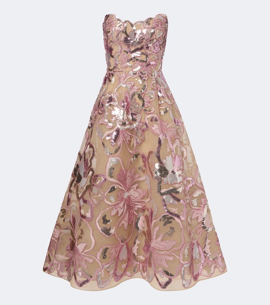 elie saab embellished tulle bustier dress