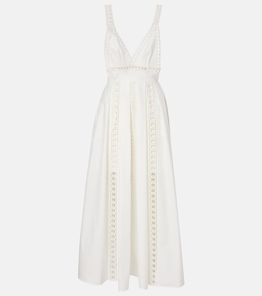 elie saab embroidered cotton-blend midi dress