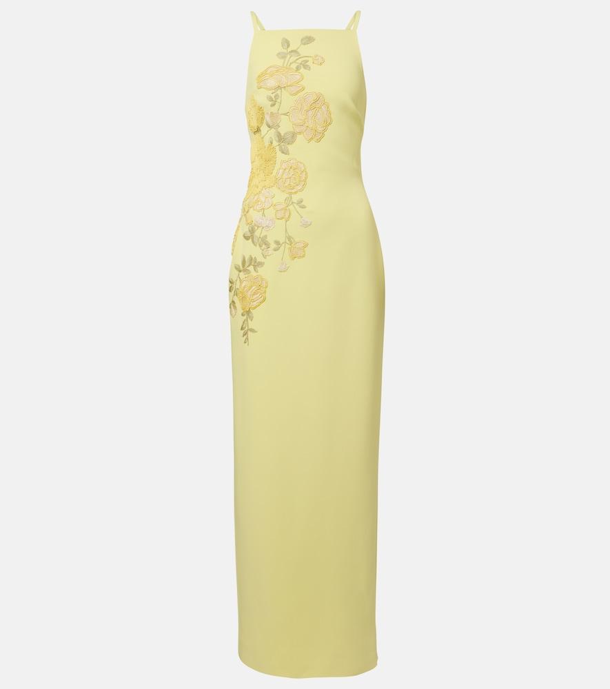 elie saab embroidered halterneck cady maxi dress