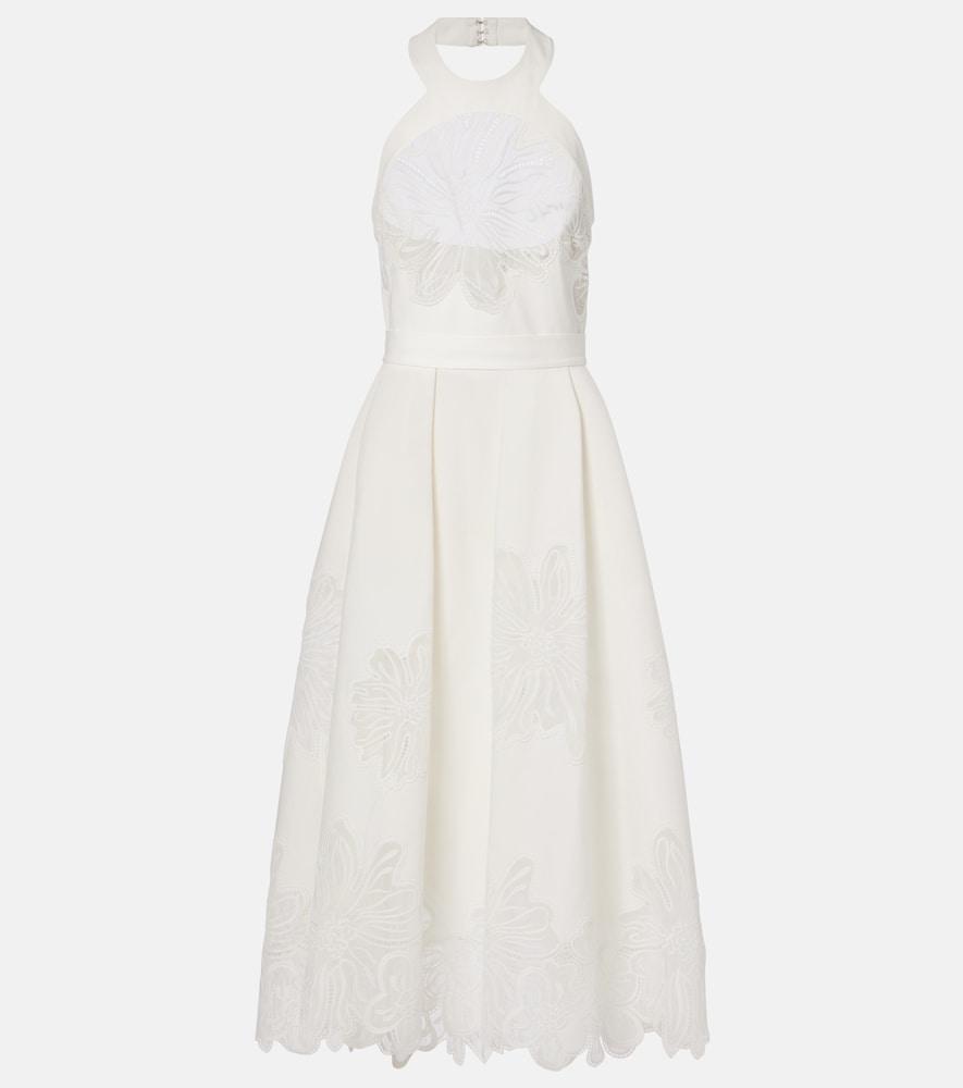 elie saab embroidered halterneck cocktail dress