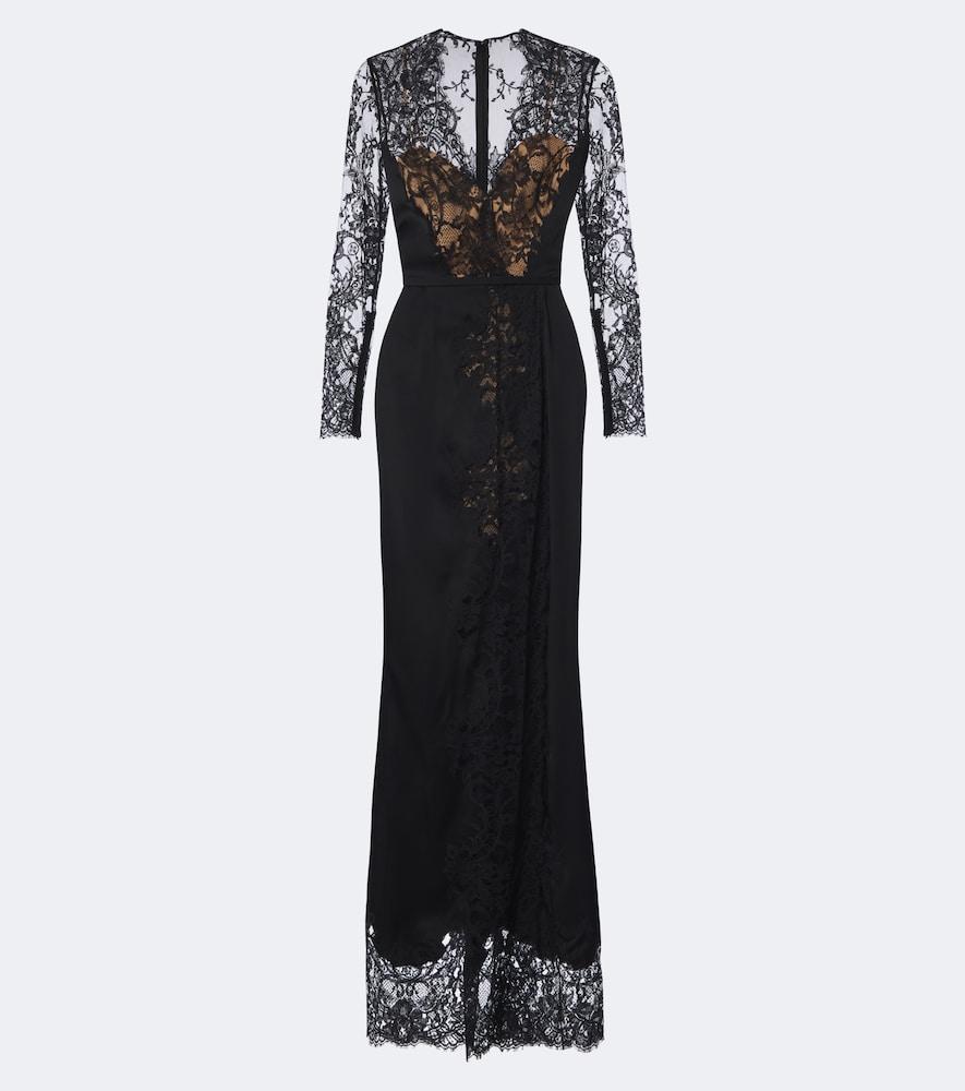 elie saab lace-trimmed cotton and silk-blend gown