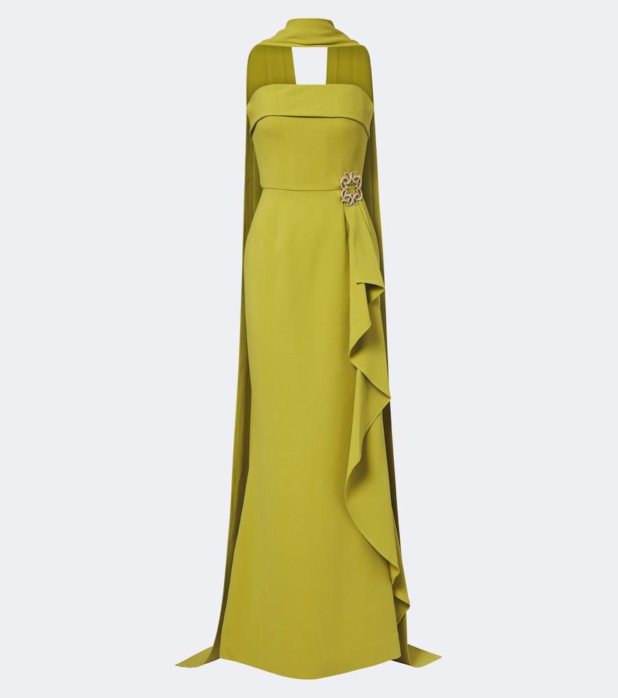 elie saab scarf-detail embellished draped cady gown