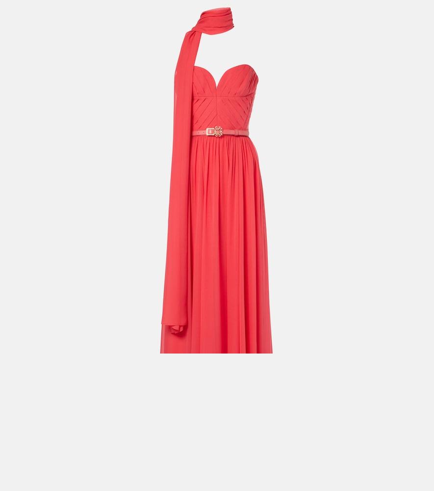 elie saab scarf-detail silk gown