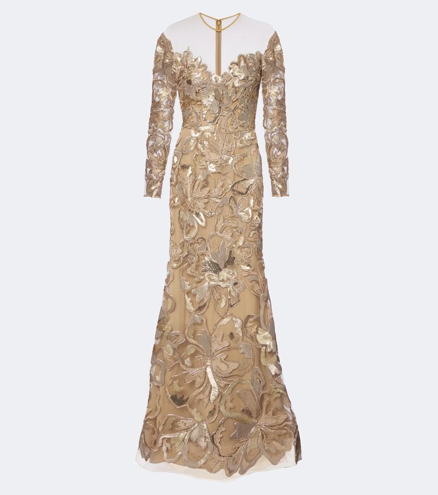elie saab sequined lace gown