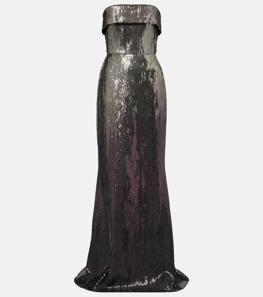 elie saab sequined strapless bustier gown