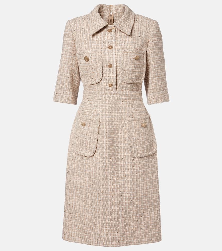 elie saab sequined tweed midi dress
