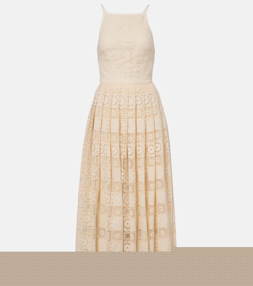elie saab silk and cotton-blend guipure lace midi dress