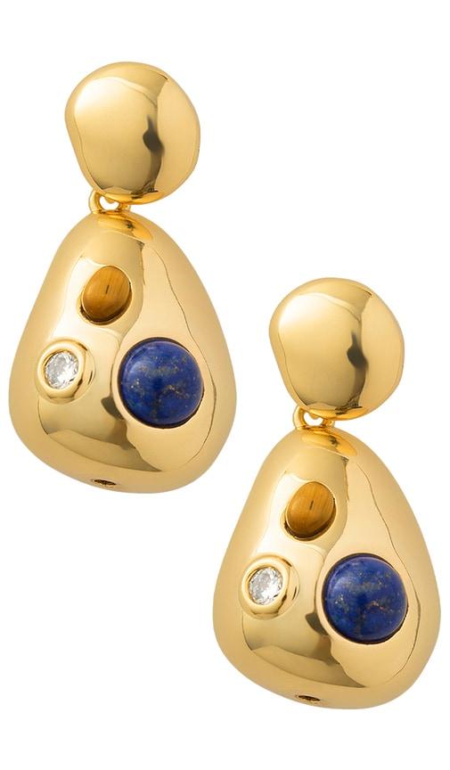 eliou analu earrings in metallic gold.