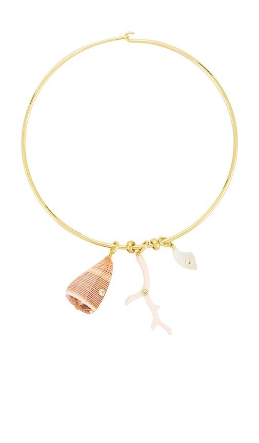 eliou briny necklace in metallic gold.