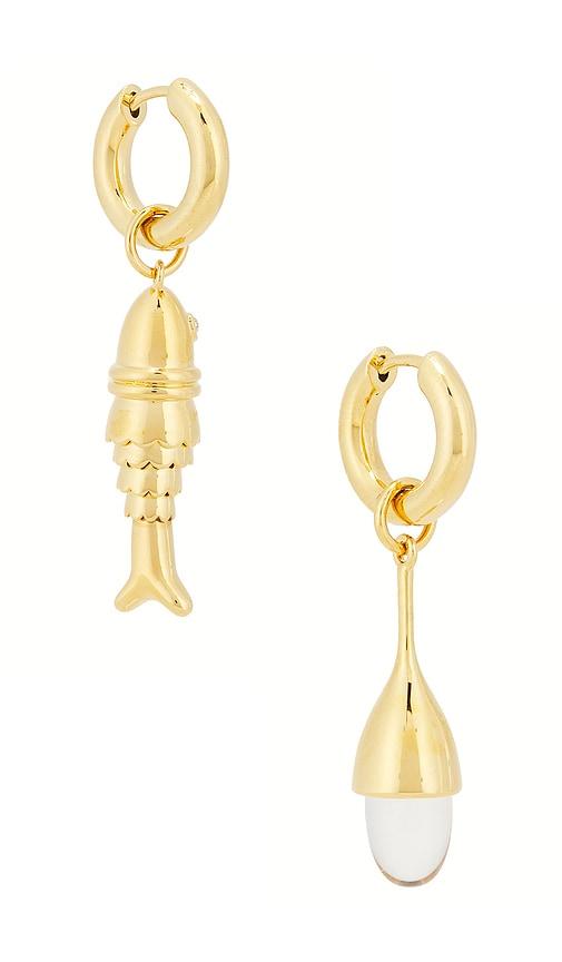 eliou costa earrings in metallic gold.